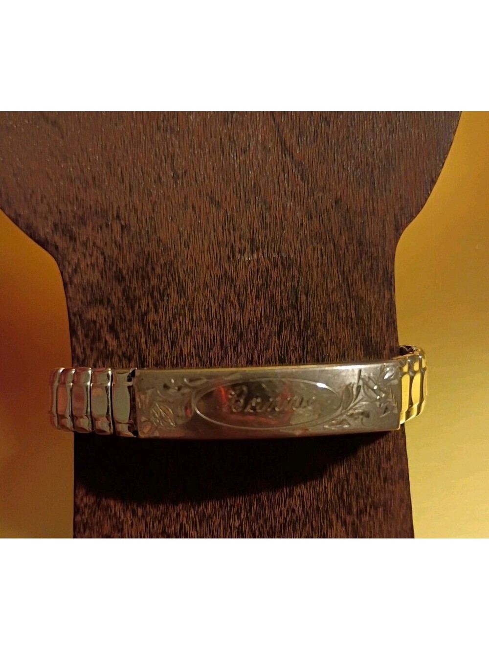 Vintage Bonnie Engraved ID Locket Bracelet Sterling Top Stretch Expansion Foster